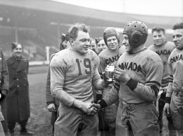 Canada-United States football game at White City Stadium, London, 1944